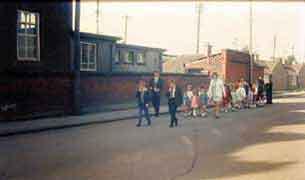 Children leaving Park Road Sunday School on the way to the railway station for their annual excursion